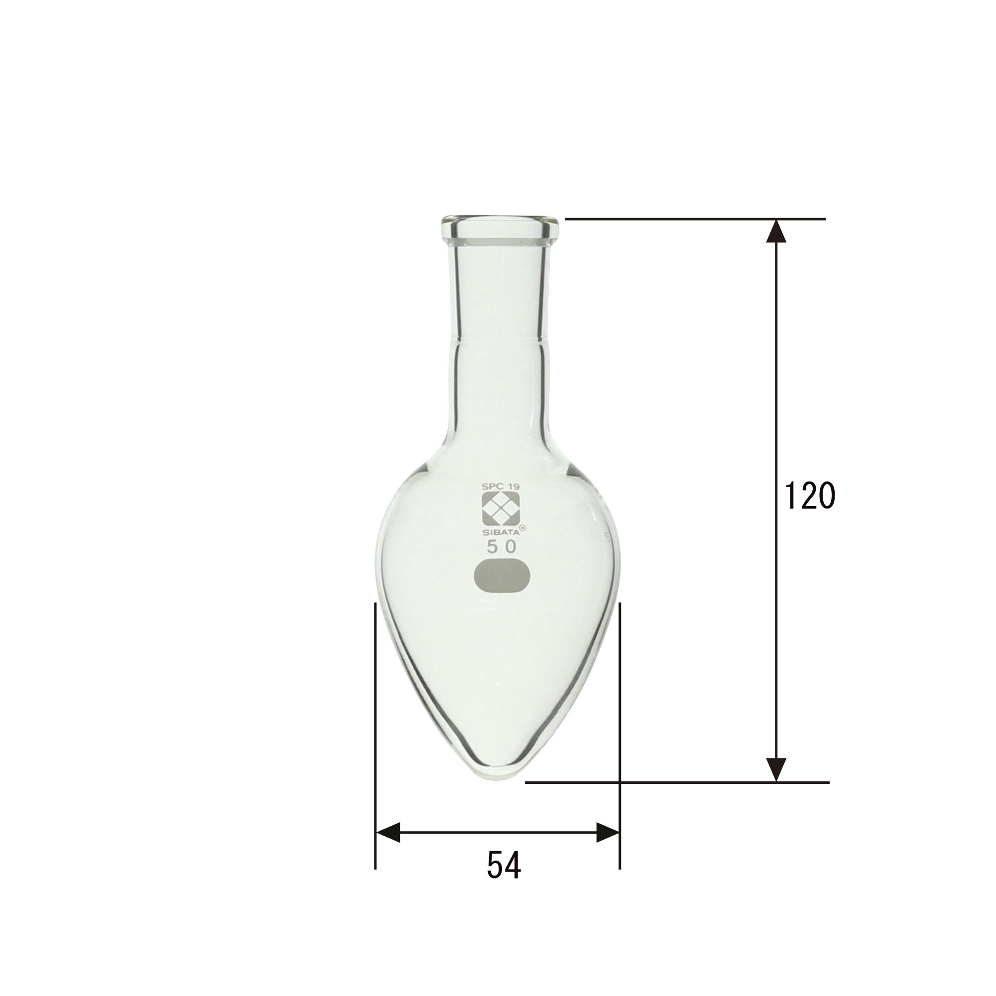 SPC梨形フラスコ 50mL SPC-19 - 柴田科学株式会社