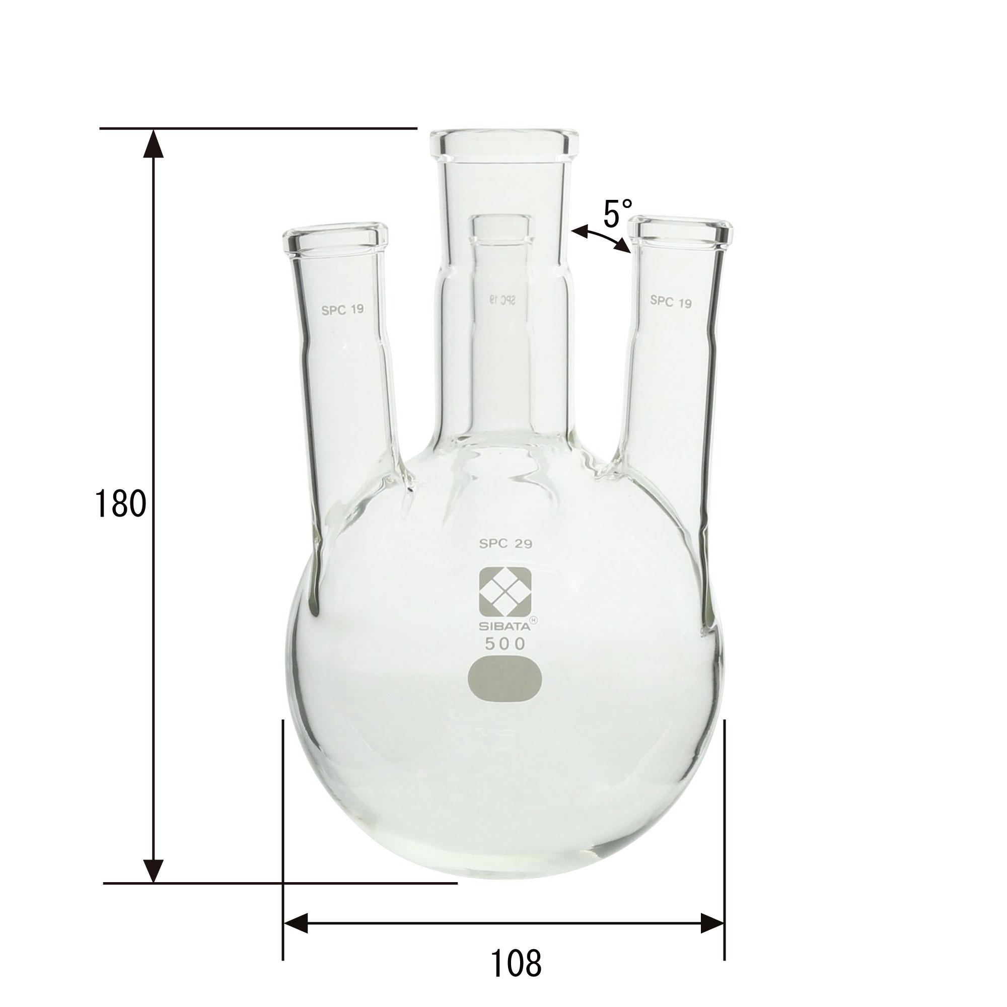 SPC四口丸底フラスコ 500mL SPC29-SPC19 - 柴田科学株式会社