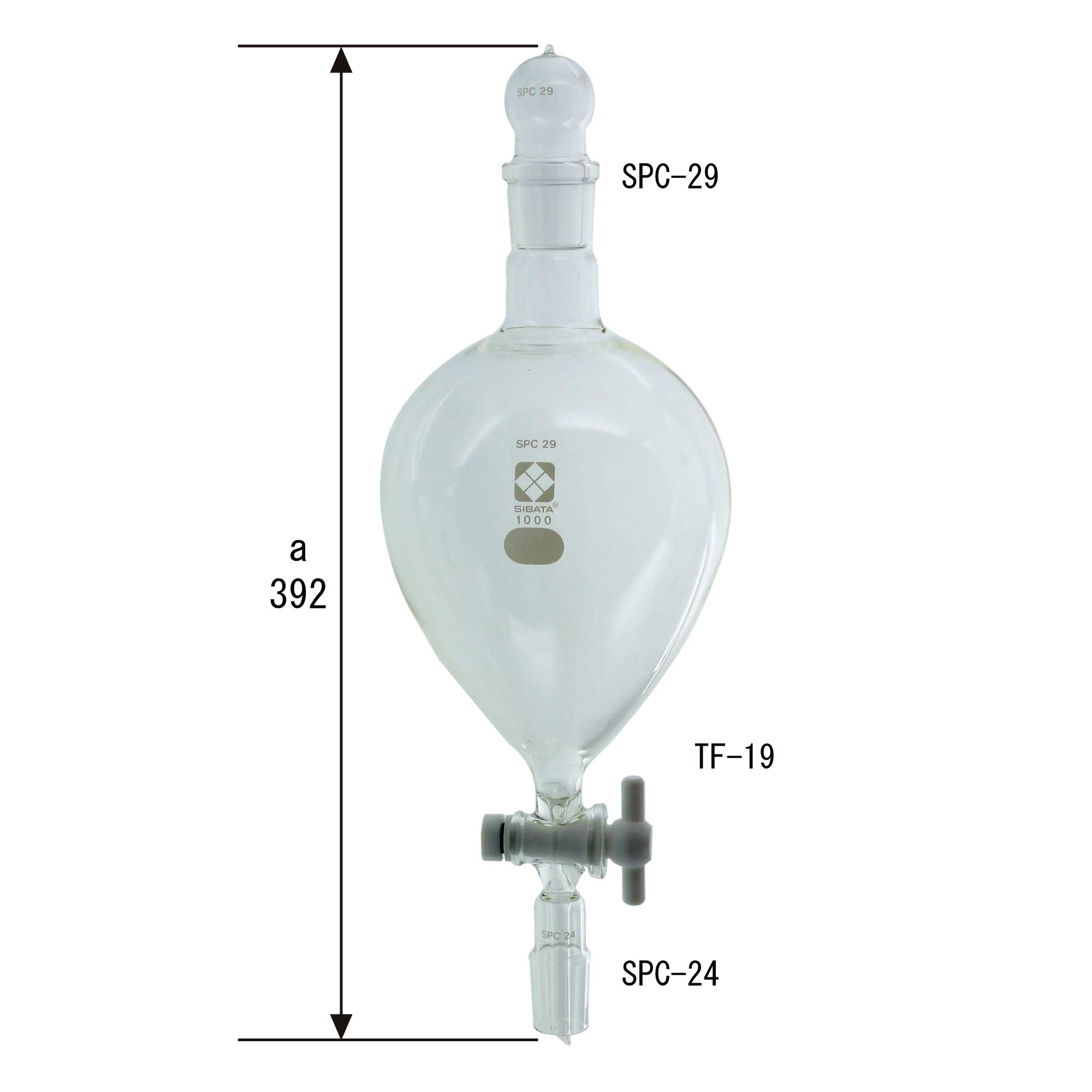 柴田科学 SPC分液丸型ロート PTFEコック付 1000mL 031230-1000 (1-7798